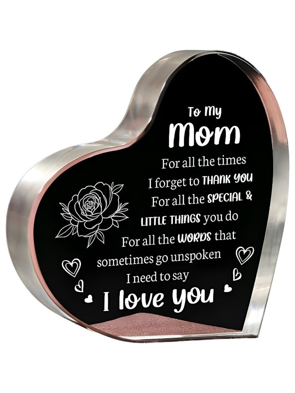 Gifts for Mom, Mom Birthday Gifts - Acrylic Keepsake 3.9x3.9 Inch - I Love You